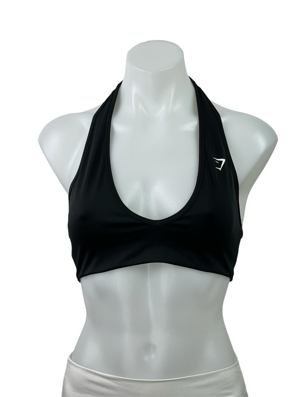 Gymshark Black Halterneck Open Back Workout Gym Yoga Sports Bra Crop Tank Top S
